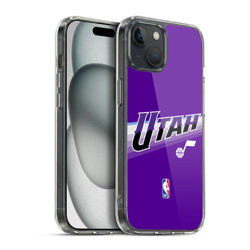 NBA Utah Jazz Logo Purple Design Soft Gel Case for Apple iPhone 15 Plus & MagSafe