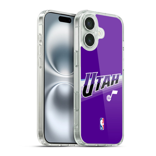 NBA Utah Jazz Logo Purple Design Soft Gel Case for Apple iPhone 16 Plus & MagSafe
