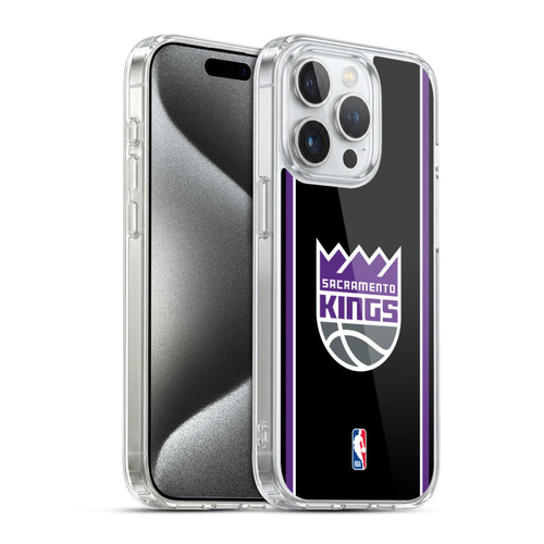 NBA Sacramento Kings Logo Black Design Soft Gel Case for Apple iPhone 15 Pro & MagSafe