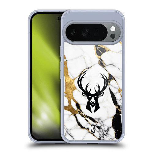 NBA Milwaukee Bucks White Marble Soft Gel Case for Google Pixel 10