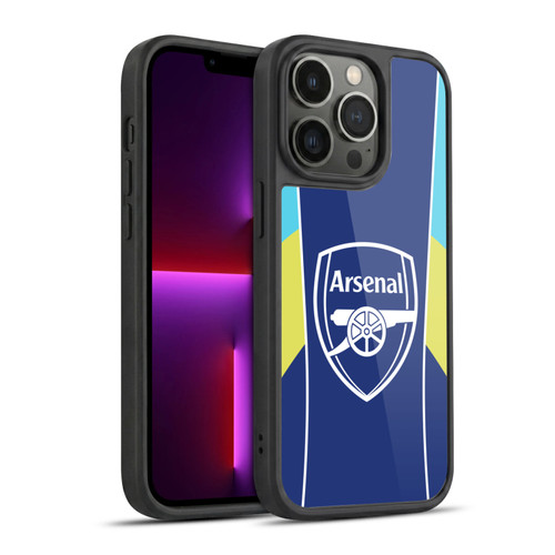 Arsenal FC Training Patterns Blue Yellow Gel Armour Case For Apple iPhone 13 Pro