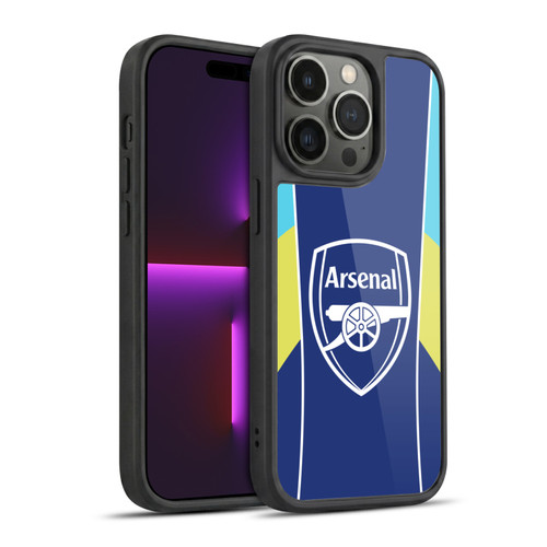 Arsenal FC Training Patterns Blue Yellow Gel Armour Case For Apple iPhone 14 Pro