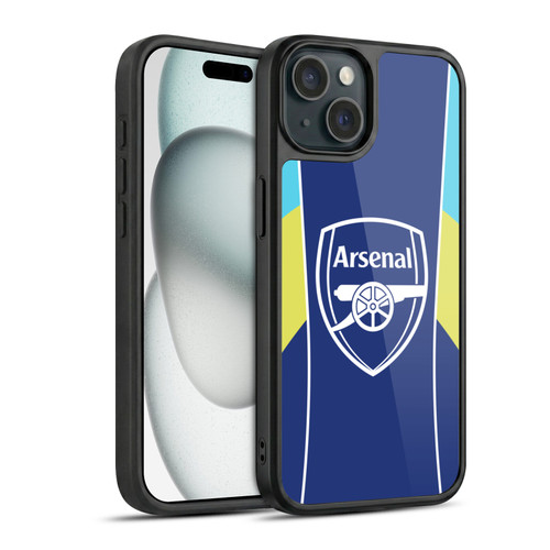 Arsenal FC Training Patterns Blue Yellow Gel Armour Case For Apple iPhone 15