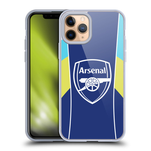 Arsenal FC Training Patterns Blue Yellow Soft Gel Case for Apple iPhone 11 Pro & MagSafe