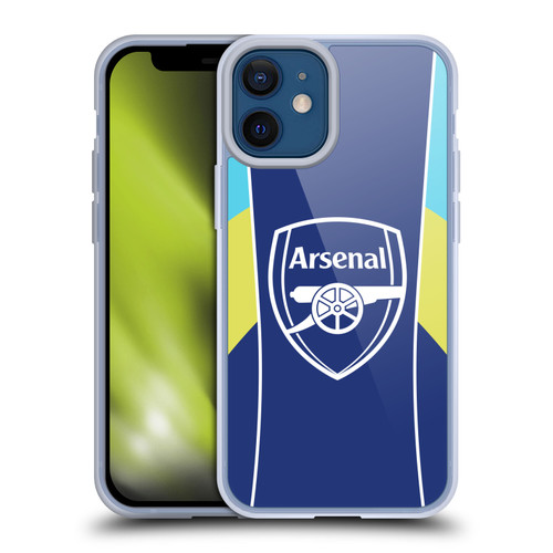 Arsenal FC Training Patterns Blue Yellow Soft Gel Case for Apple iPhone 12 Mini & MagSafe
