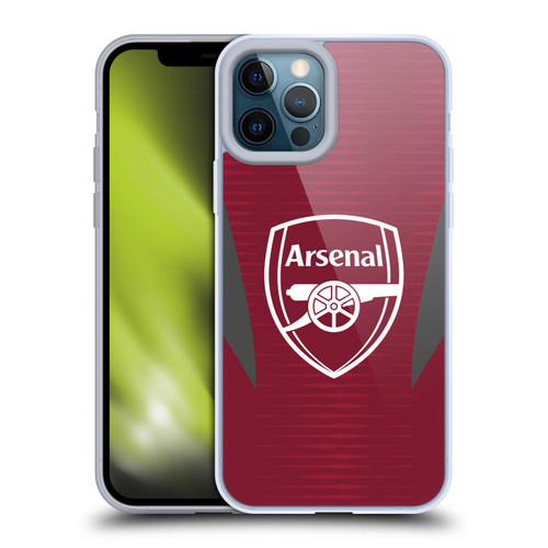Arsenal FC Training Patterns Burgundy Soft Gel Case for Apple iPhone 12 Pro Max & MagSafe