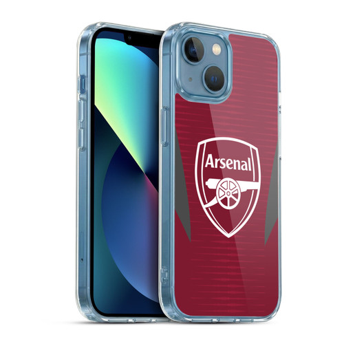 Arsenal FC Training Patterns Burgundy Soft Gel Case for Apple iPhone 13 Mini & MagSafe