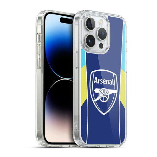 Arsenal FC Training Patterns Blue Yellow Soft Gel Case for Apple iPhone 13 Pro & MagSafe