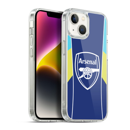 Arsenal FC Training Patterns Blue Yellow Soft Gel Case for Apple iPhone 14