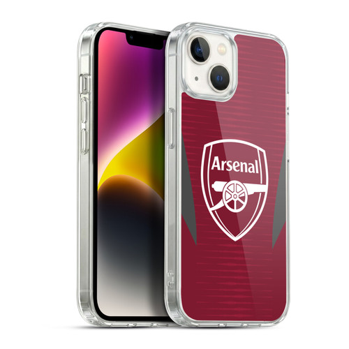 Arsenal FC Training Patterns Burgundy Soft Gel Case for Apple iPhone 14 Plus & MagSafe