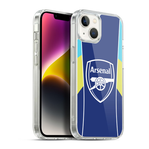 Arsenal FC Training Patterns Blue Yellow Soft Gel Case for Apple iPhone 14 Plus & MagSafe
