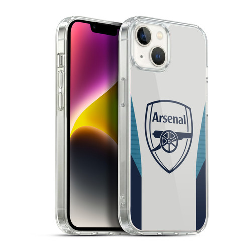 Arsenal FC Training Patterns Grey Soft Gel Case for Apple iPhone 14 Plus & MagSafe