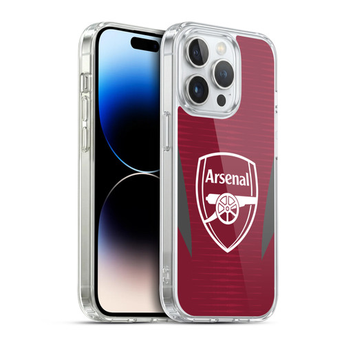 Arsenal FC Training Patterns Burgundy Soft Gel Case for Apple iPhone 14 Pro & MagSafe
