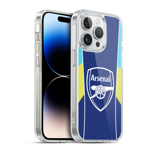 Arsenal FC Training Patterns Blue Yellow Soft Gel Case for Apple iPhone 14 Pro & MagSafe
