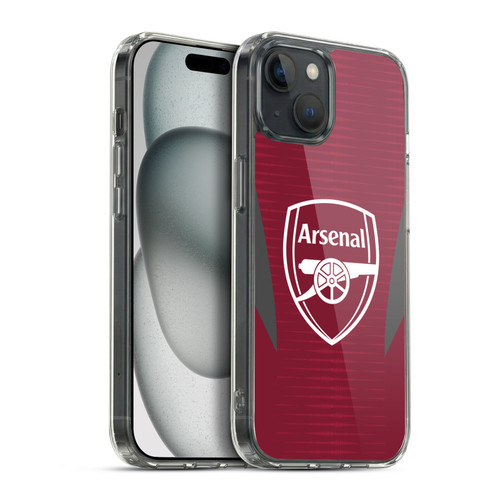 Arsenal FC Training Patterns Burgundy Soft Gel Case for Apple iPhone 15 Plus & MagSafe