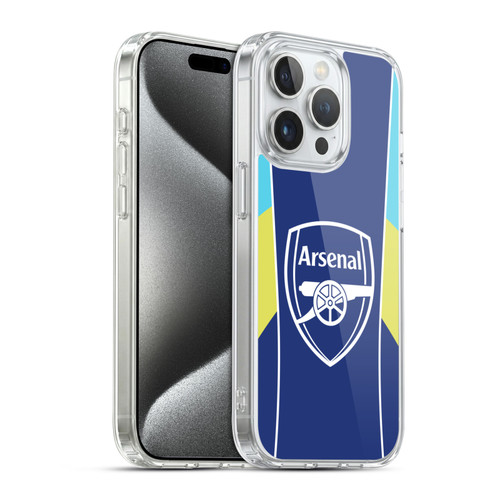 Arsenal FC Training Patterns Blue Yellow Soft Gel Case for Apple iPhone 15 Pro & MagSafe