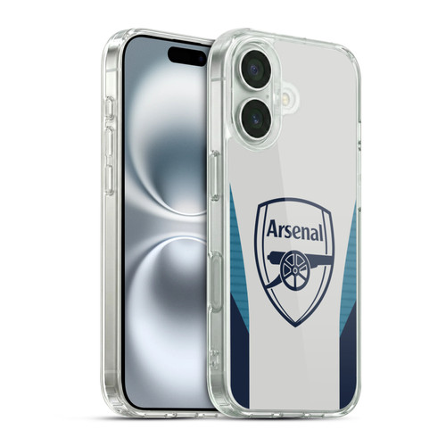 Arsenal FC Training Patterns Grey Soft Gel Case for Apple iPhone 16 & MagSafe