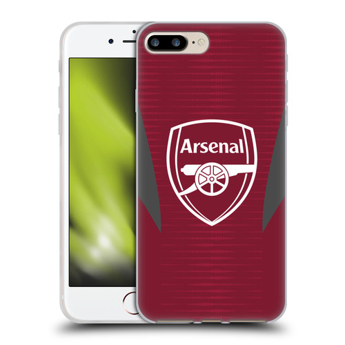 Arsenal FC Training Patterns Burgundy Soft Gel Case for Apple iPhone 7 Plus / iPhone 8 Plus & MagSafe