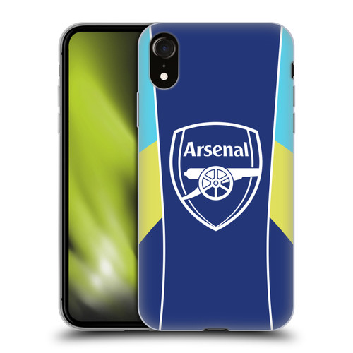 Arsenal FC Training Patterns Blue Yellow Soft Gel Case for Apple iPhone XR