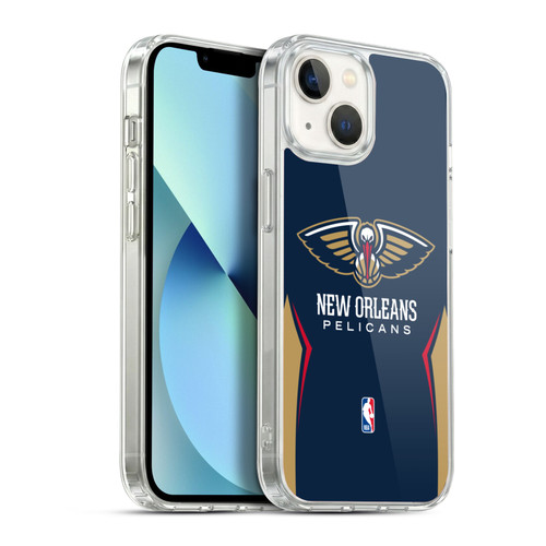 NBA New Orleans Pelicans Logo Navy Blue Design Soft Gel Case for Apple iPhone 13