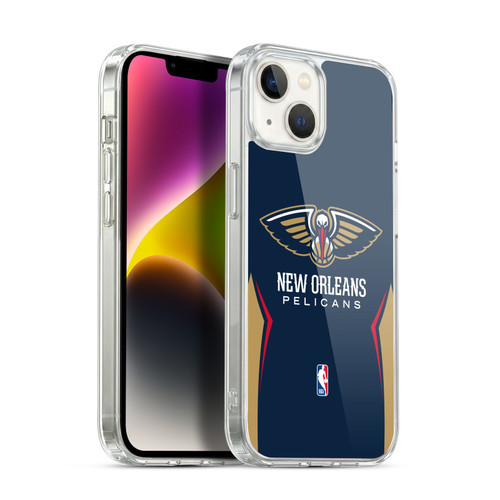 NBA New Orleans Pelicans Logo Navy Blue Design Soft Gel Case for Apple iPhone 14 Plus & MagSafe