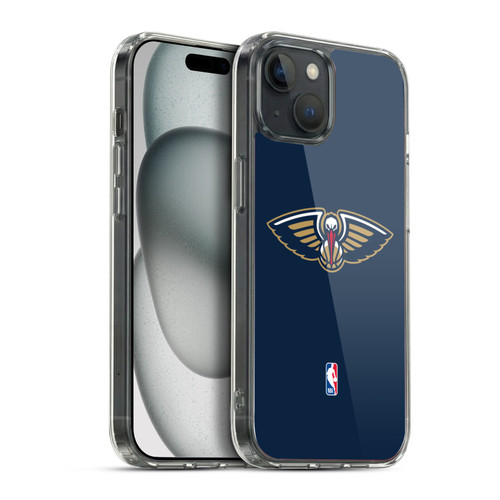 NBA New Orleans Pelicans Logo Navy Blue Soft Gel Case for Apple iPhone 15 Plus & MagSafe