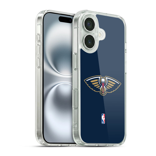 NBA New Orleans Pelicans Logo Navy Blue Soft Gel Case for Apple iPhone 16 & MagSafe