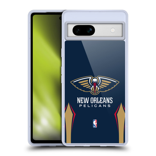 NBA New Orleans Pelicans Logo Navy Blue Design Soft Gel Case for Google Pixel 7a