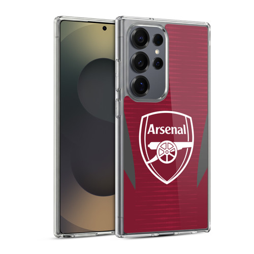 Arsenal FC Training Patterns Burgundy Soft Gel Case for Samsung Galaxy S25 Ultra & MagSafe