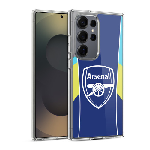 Arsenal FC Training Patterns Blue Yellow Soft Gel Case for Samsung Galaxy S25 Ultra & MagSafe