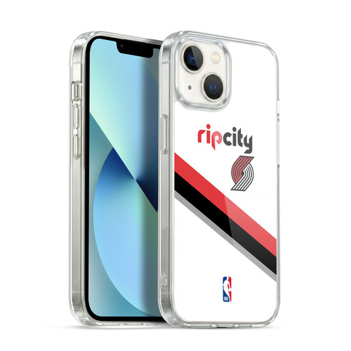 NBA Portland Trail Blazers Logo White Design Soft Gel Case for Apple iPhone 13