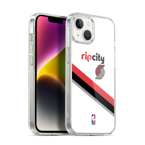 NBA Portland Trail Blazers Logo White Design Soft Gel Case for Apple iPhone 14 Plus & MagSafe