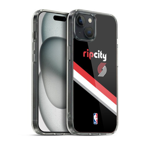 NBA Portland Trail Blazers Logo Black Design Soft Gel Case for Apple iPhone 15 Plus & MagSafe