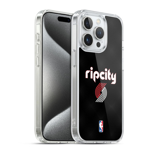 NBA Portland Trail Blazers Logo Black Rip City Design Soft Gel Case for Apple iPhone 15 Pro & MagSafe