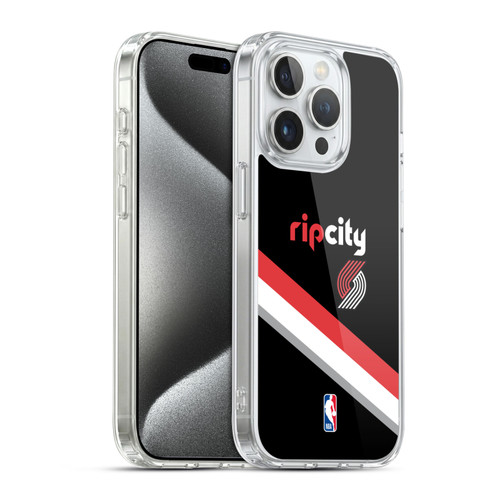 NBA Portland Trail Blazers Logo Black Design Soft Gel Case for Apple iPhone 15 Pro & MagSafe
