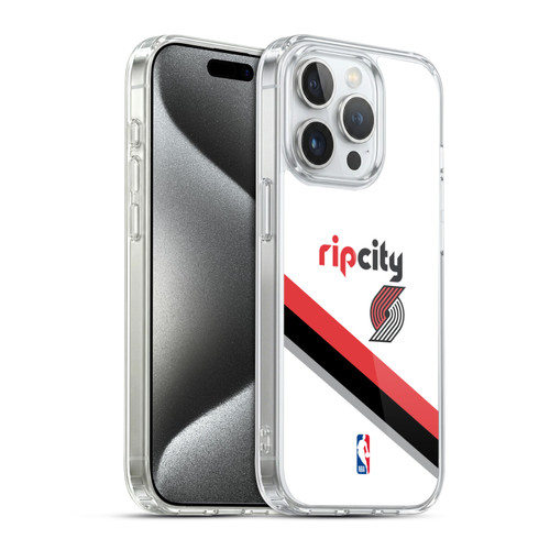 NBA Portland Trail Blazers Logo White Design Soft Gel Case for Apple iPhone 15 Pro & MagSafe