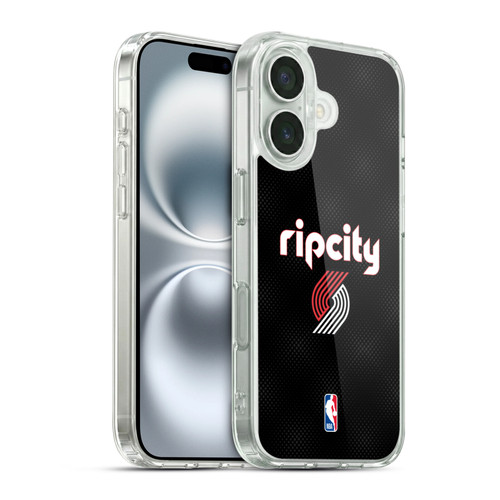 NBA Portland Trail Blazers Logo Black Rip City Design Soft Gel Case for Apple iPhone 16 & MagSafe