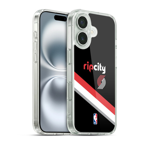 NBA Portland Trail Blazers Logo Black Design Soft Gel Case for Apple iPhone 16 & MagSafe