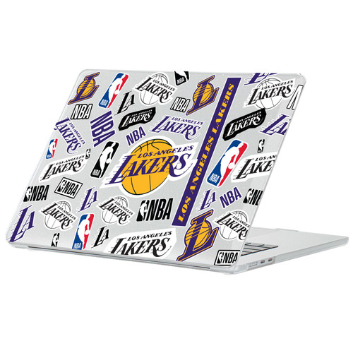 NBA Los Angeles Lakers Sticker Collage Print Clear Glitter Hard Crystal Armour Laptop Case for Apple MacBook Air 13.6" A2681/A3113/A3240/A3449 2022/2024/2025/2026