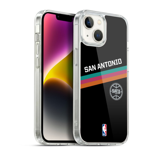 NBA San Antonio Spurs Logo Black Fiesta Design Soft Gel Case for Apple iPhone 14