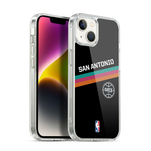 NBA San Antonio Spurs Logo Black Fiesta Design Soft Gel Case for Apple iPhone 14 Plus & MagSafe