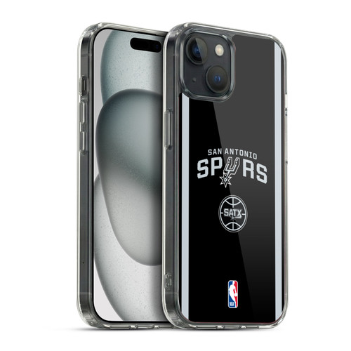 NBA San Antonio Spurs Logo Black Design Soft Gel Case for Apple iPhone 15 Plus & MagSafe