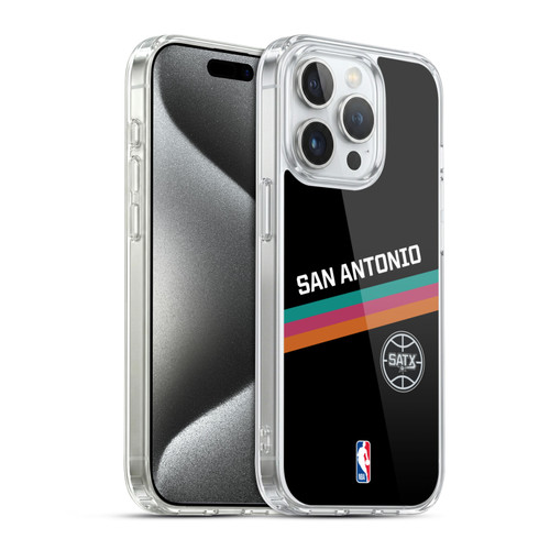 NBA San Antonio Spurs Logo Black Fiesta Design Soft Gel Case for Apple iPhone 15 Pro & MagSafe