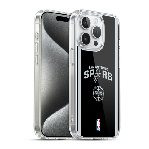 NBA San Antonio Spurs Logo Black Design Soft Gel Case for Apple iPhone 15 Pro & MagSafe