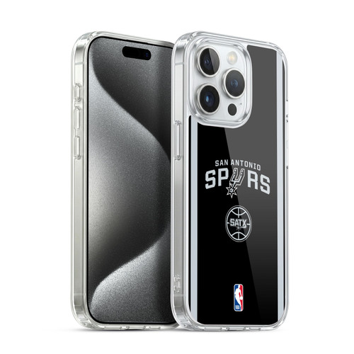 NBA San Antonio Spurs Logo Black Design Soft Gel Case for Apple iPhone 15 Pro & MagSafe
