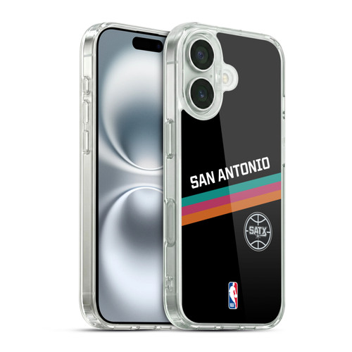 NBA San Antonio Spurs Logo Black Fiesta Design Soft Gel Case for Apple iPhone 16 & MagSafe