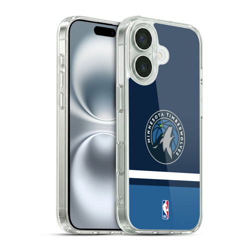 NBA Minnesota Timberwolves Logo Navy Design Soft Gel Case for Apple iPhone 16 & MagSafe