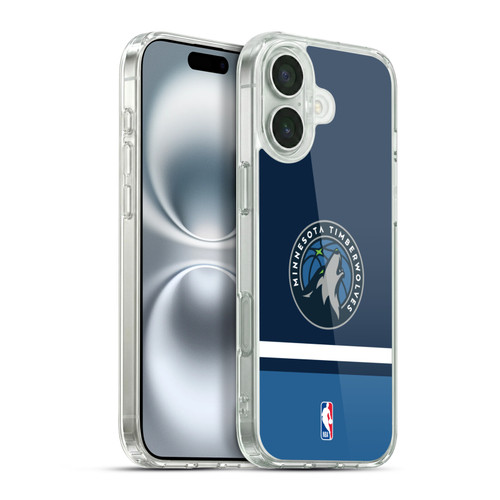 NBA Minnesota Timberwolves Logo Navy Design Soft Gel Case for Apple iPhone 16 Plus & MagSafe