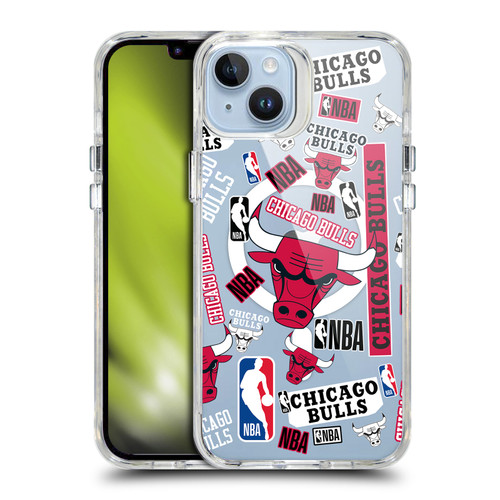 NBA Chicago Bulls Sticker Collage Print SHOCKPROOF BUMPER CASE COMPATIBLE WITH Apple iPhone 14 Plus & MAGSAFE