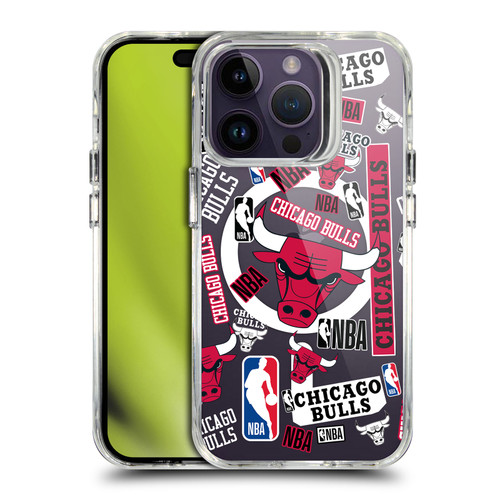 NBA Chicago Bulls Sticker Collage Print SHOCKPROOF BUMPER CASE COMPATIBLE WITH Apple iPhone 14 Pro & MAGSAFE